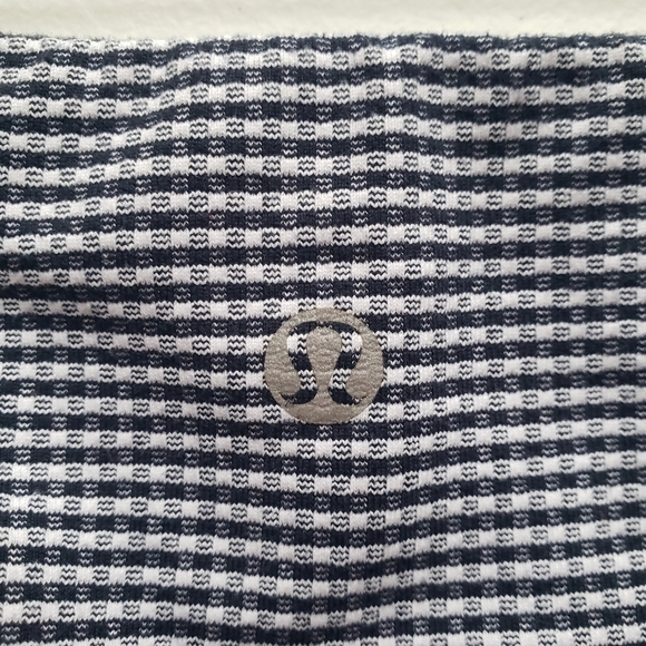 Lululemon Cropped Leggings Women 10 Navy Blue White Gingham Checkered Preppy - Picture 7 of 13